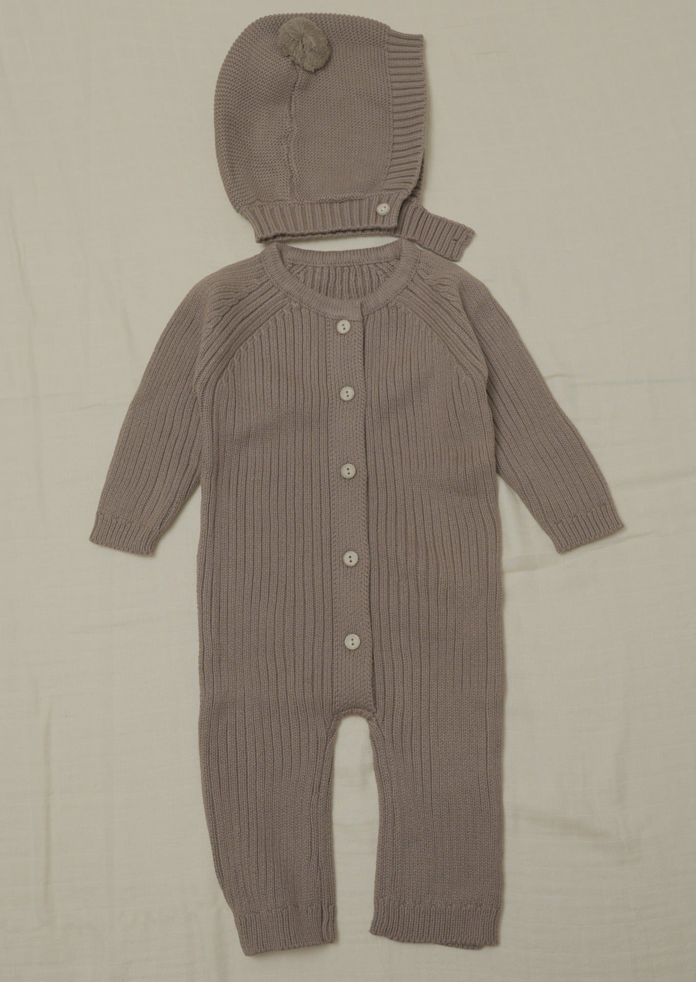 Cable Knit Jumpsuit Set - Chocolate